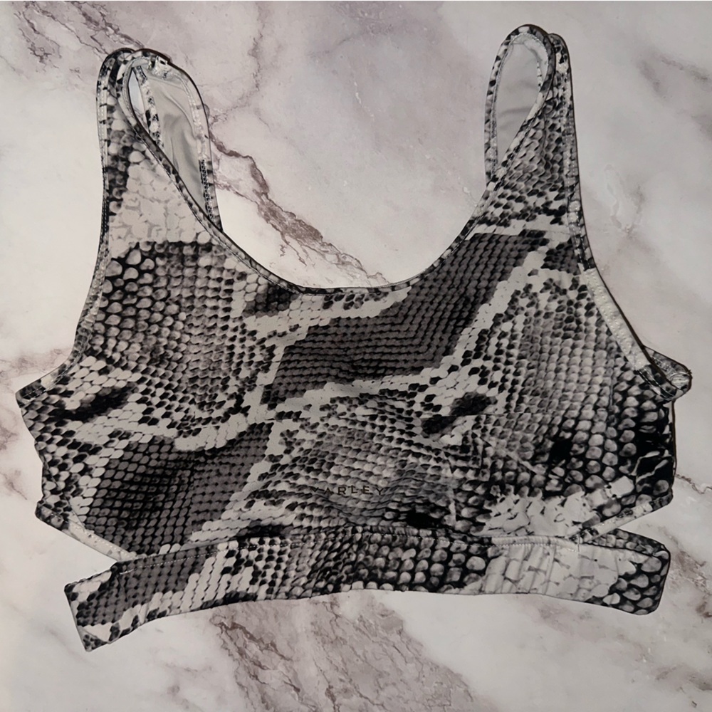 Varley Monochrome Snake Print Bra large